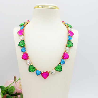 LUCE HEARTS cuori alternati - ACCIAIO inossidabile - collier con pietre sfaccettate