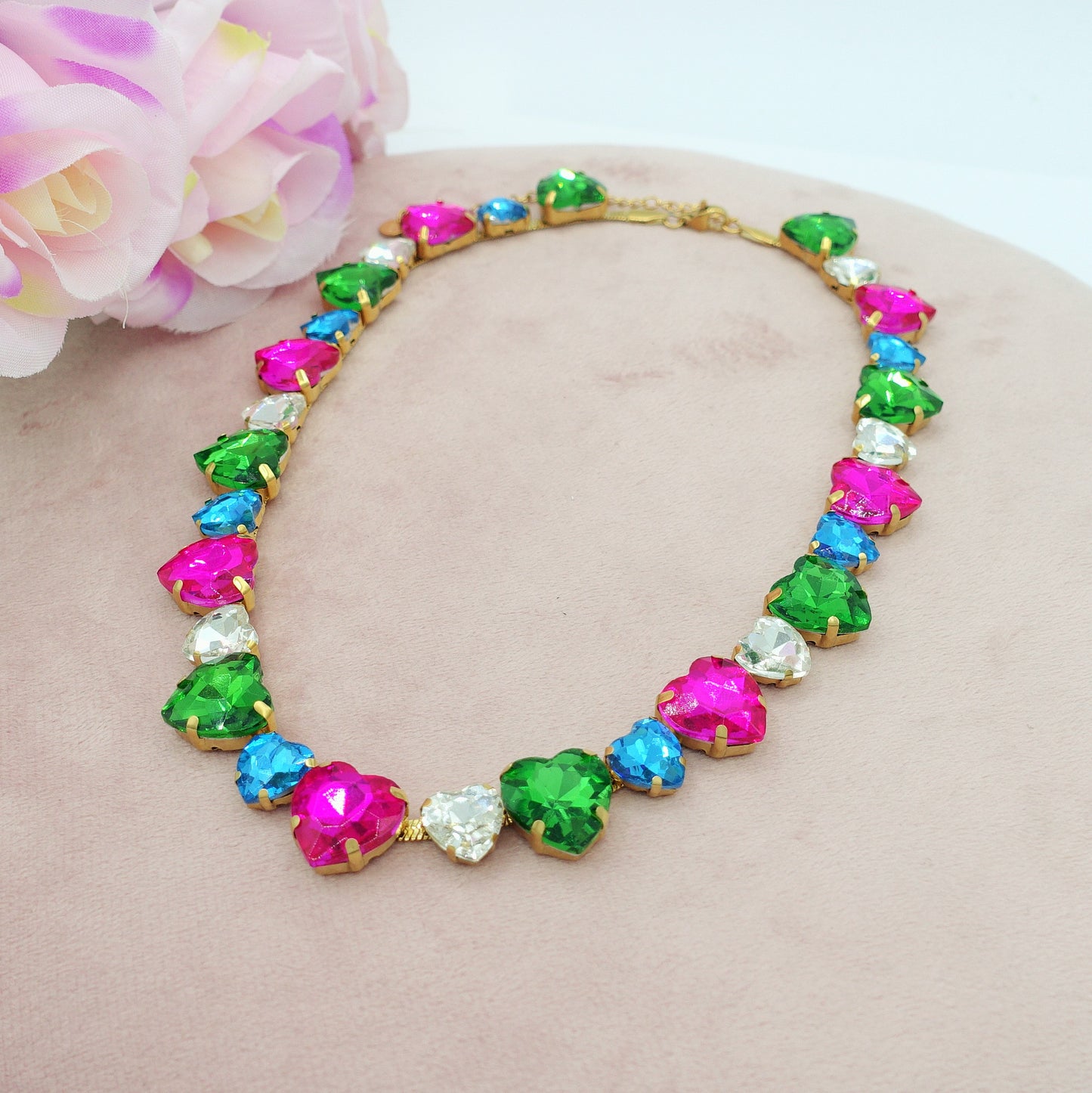 LUCE HEARTS cuori alternati - ACCIAIO inossidabile - collier con pietre sfaccettate