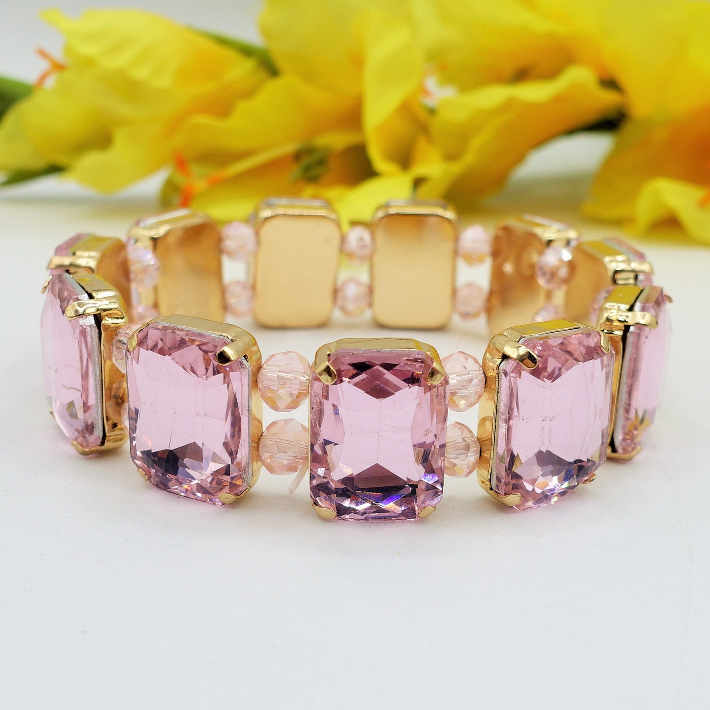 MARGOT PEARLS  -Bracciale Elasticizzato con perle e pietre sfaccettate - LUCE COLLECTION