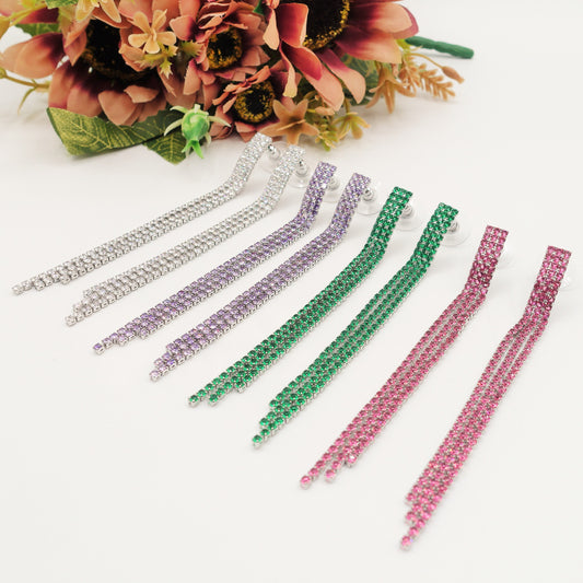 AGNES 3 fili ~ Orecchini a cascata in Cubic Zirconia