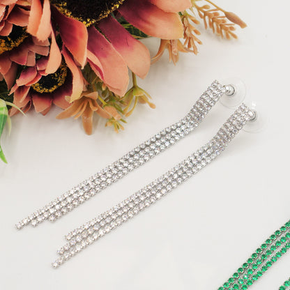 AGNES 3 fili ~ Orecchini a cascata in Cubic Zirconia