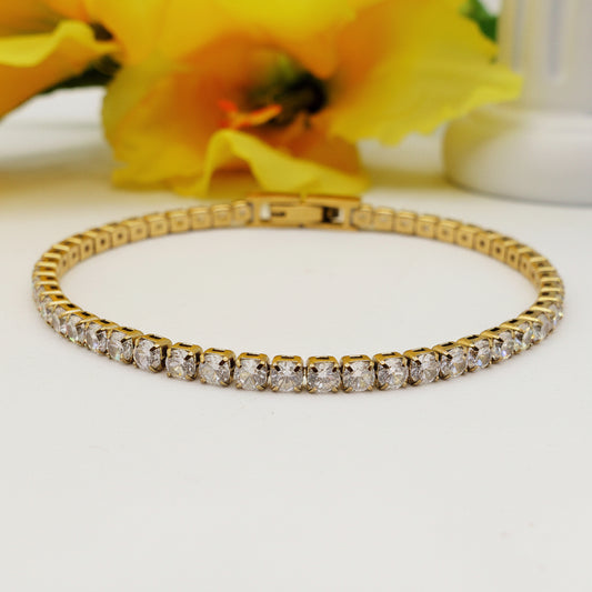 ALICIA ~ Bracciale tennis in ACCIAIO INOSSIDABILE con Cubic Zirconia