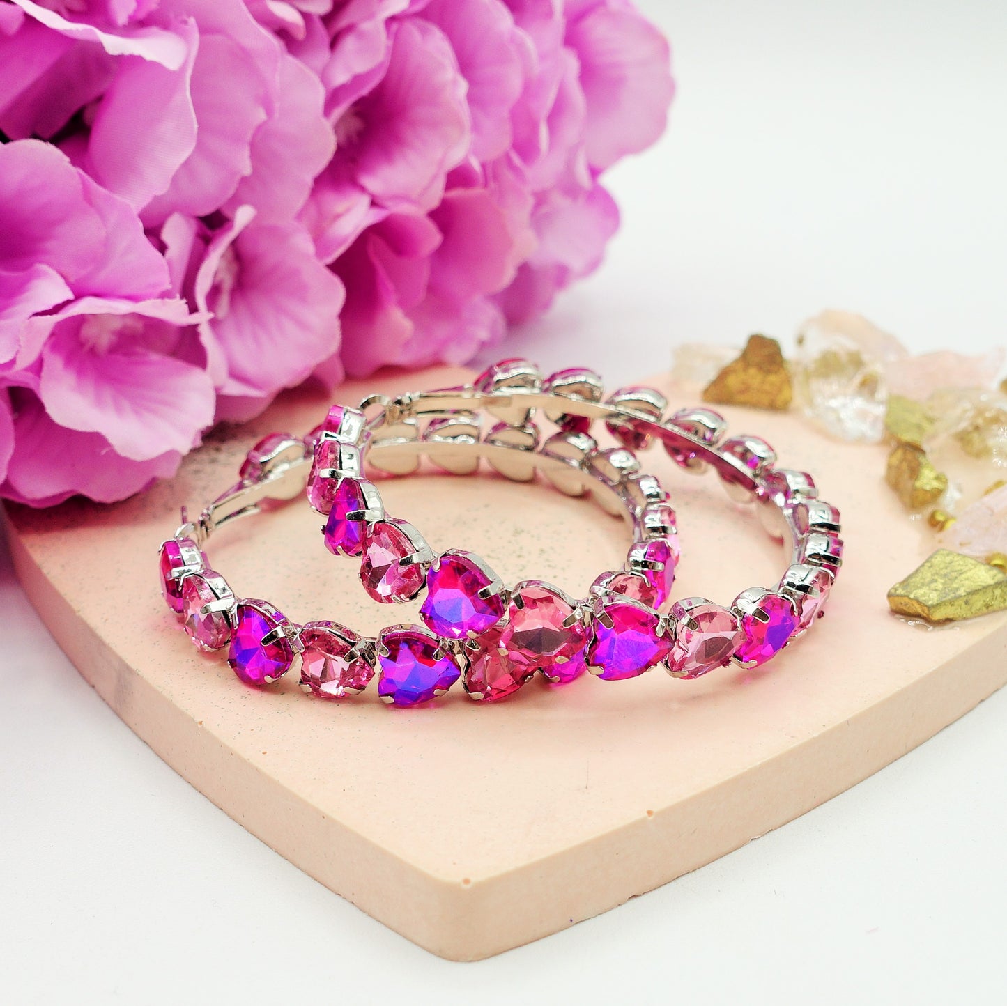 LUCE HEARTS - Big Hoops - Orecchini a cerchio con pietre sfaccettate