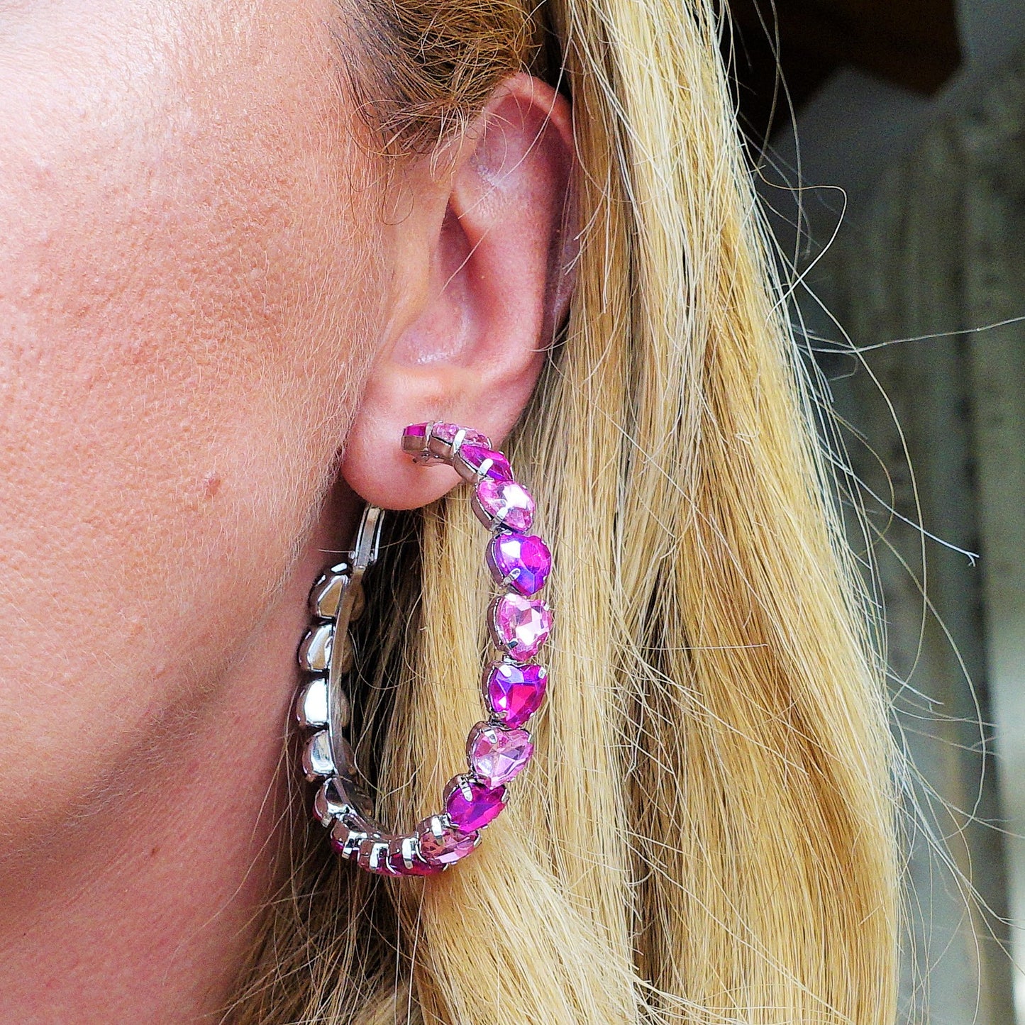 LUCE HEARTS - Big Hoops - Orecchini a cerchio con pietre sfaccettate