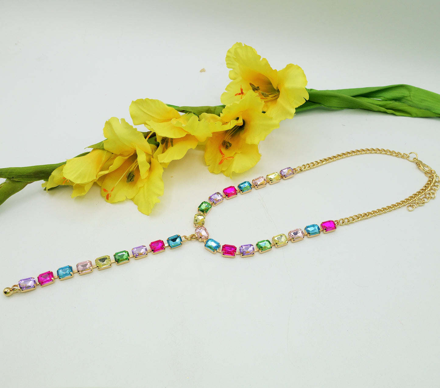 KELLY -COLLANA CRAVATTINA con pietre sfaccettate - LUCE COLLECTION