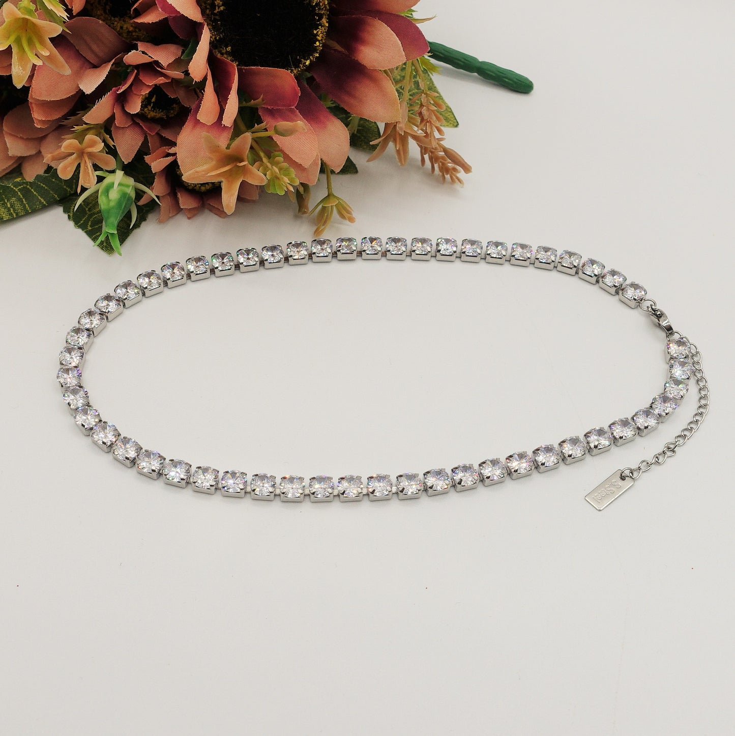 MELANIE 40 cm ~ Tennis girocollo 5mm  in ACCIAIO INOSSIDABILE con cubic zirconia