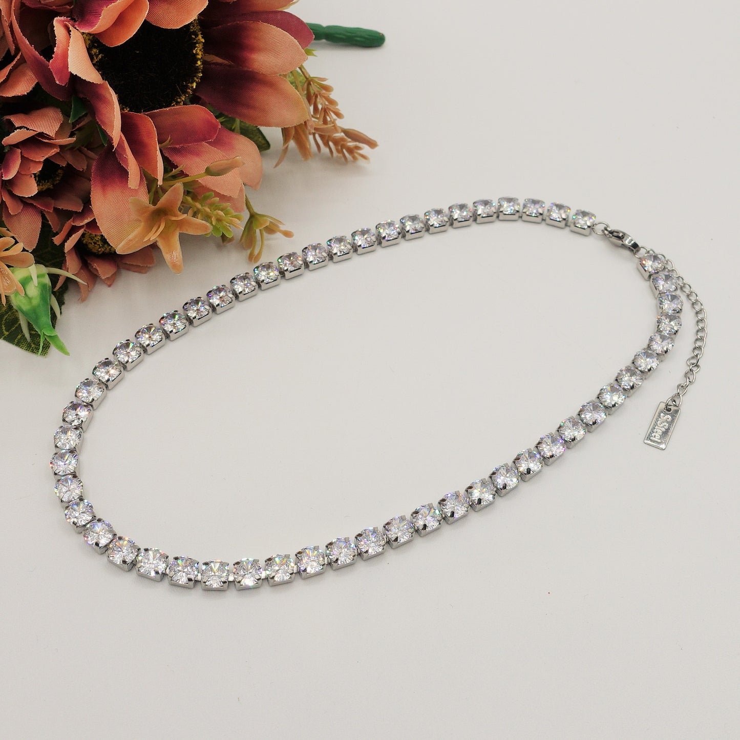 MELANIE 40 cm ~ Tennis girocollo 5mm  in ACCIAIO INOSSIDABILE con cubic zirconia