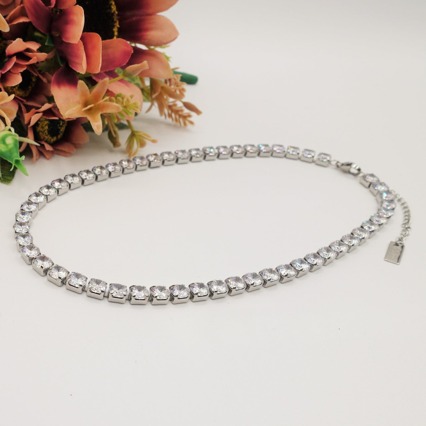 MELANIE 40 cm ~ Tennis girocollo 5mm  in ACCIAIO INOSSIDABILE con cubic zirconia