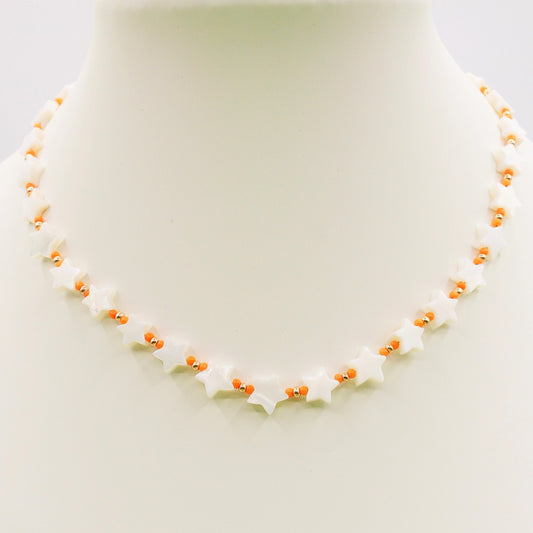 PEACH- ACCIAIO INOSSIDABILE-CHOKER IN MADREPERLA A FORMA DI STELLE