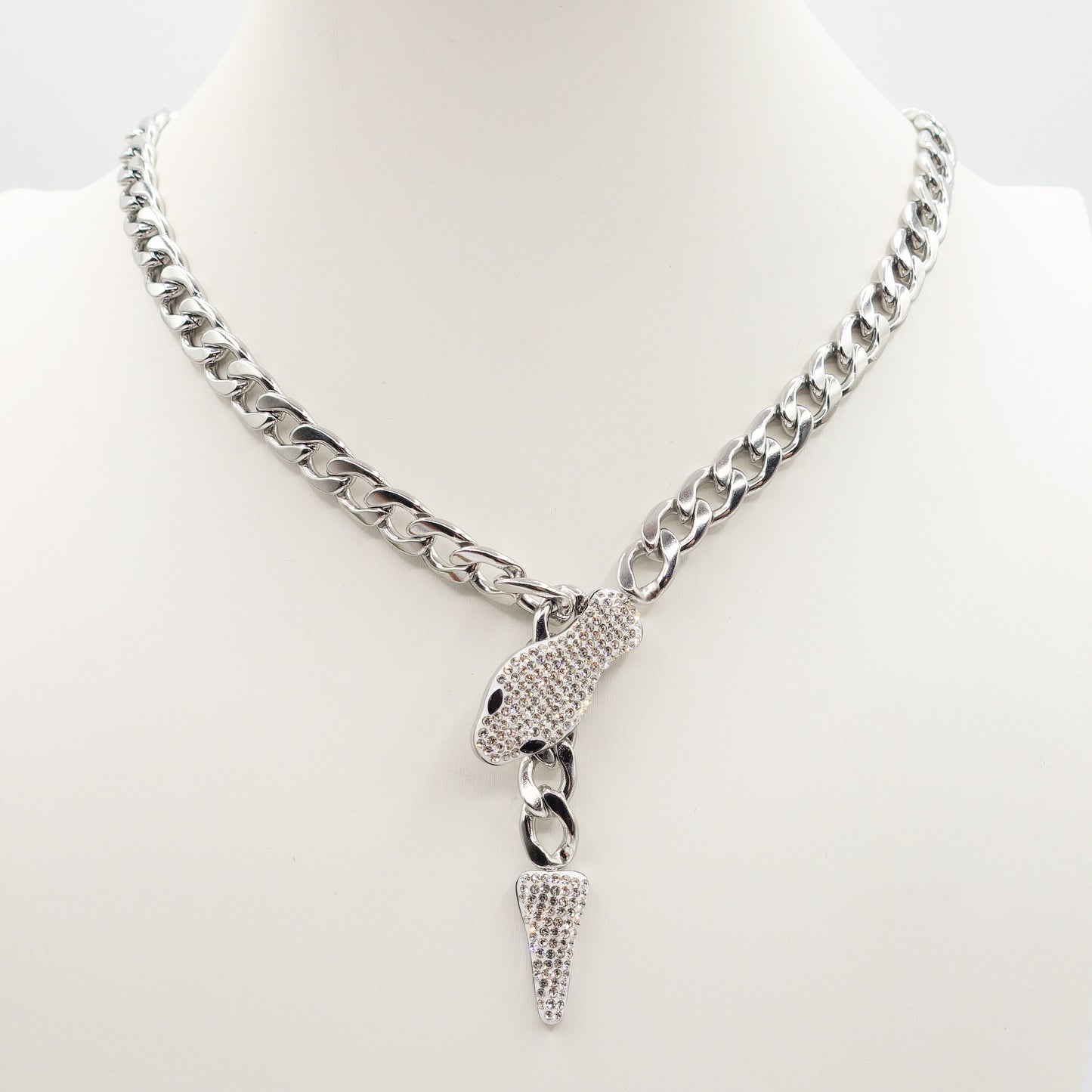 MASHA XL - ACCIAIO inossidabile - collana snake in catena con cubic zirconia