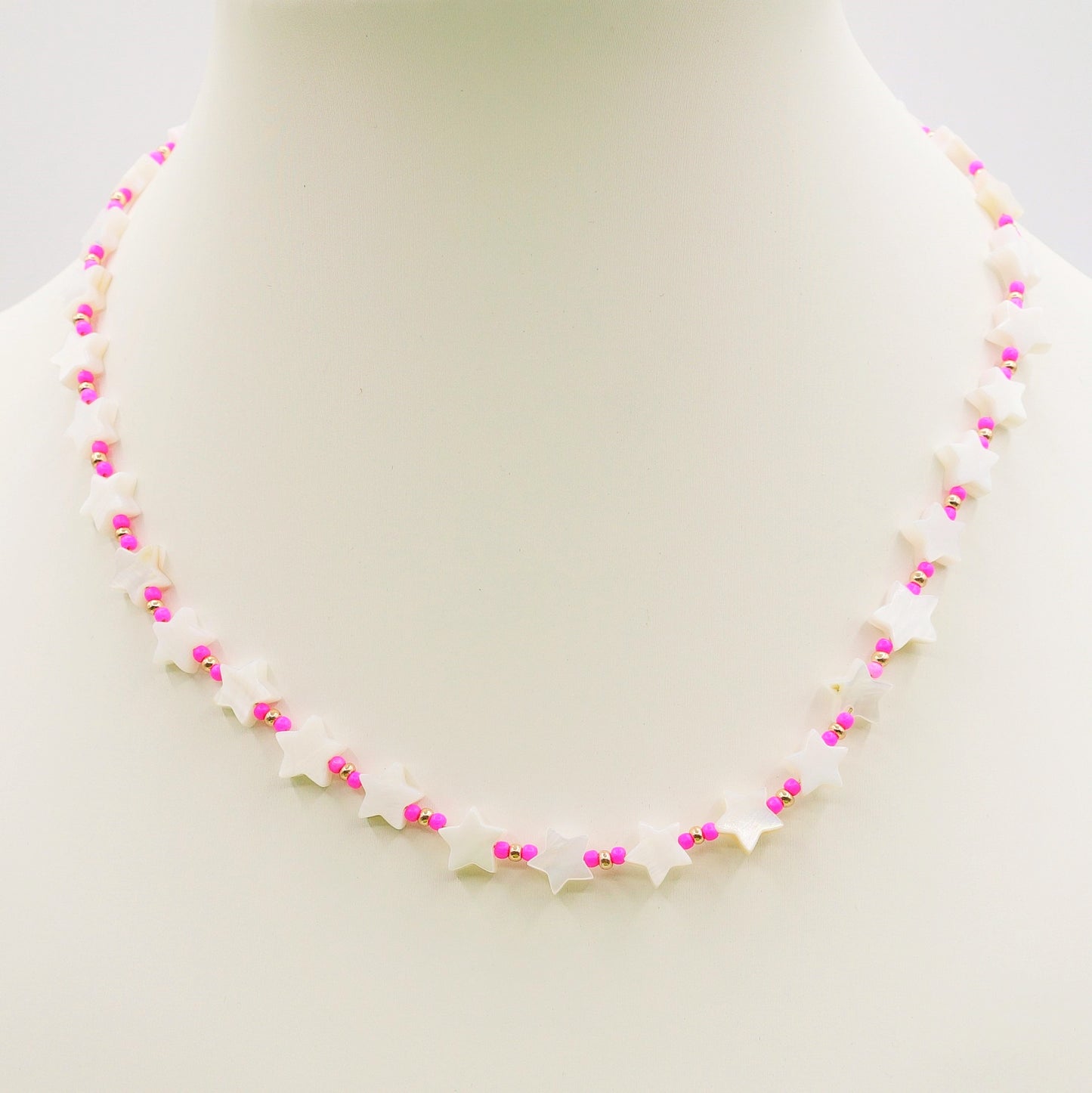 PEACH- ACCIAIO INOSSIDABILE-CHOKER IN MADREPERLA A FORMA DI STELLE
