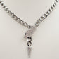 MASHA XL - ACCIAIO inossidabile - collana snake in catena con cubic zirconia