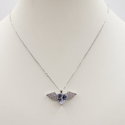 ANGEL CRYSTAL - ACCIAIO inossidabile - collana con pendente cuore alato in cubic zirconia