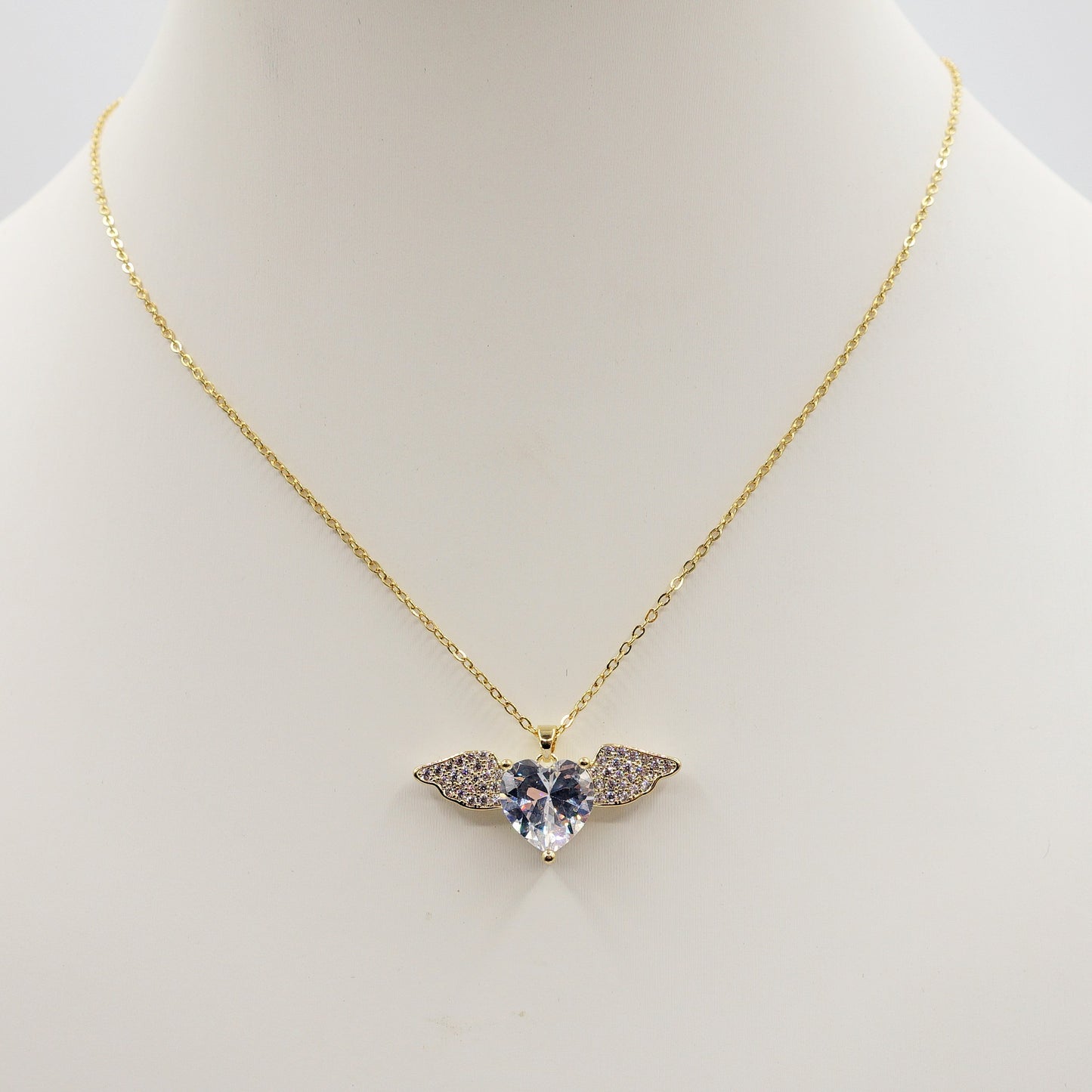 ANGEL CRYSTAL - ACCIAIO inossidabile - collana con pendente cuore alato in cubic zirconia