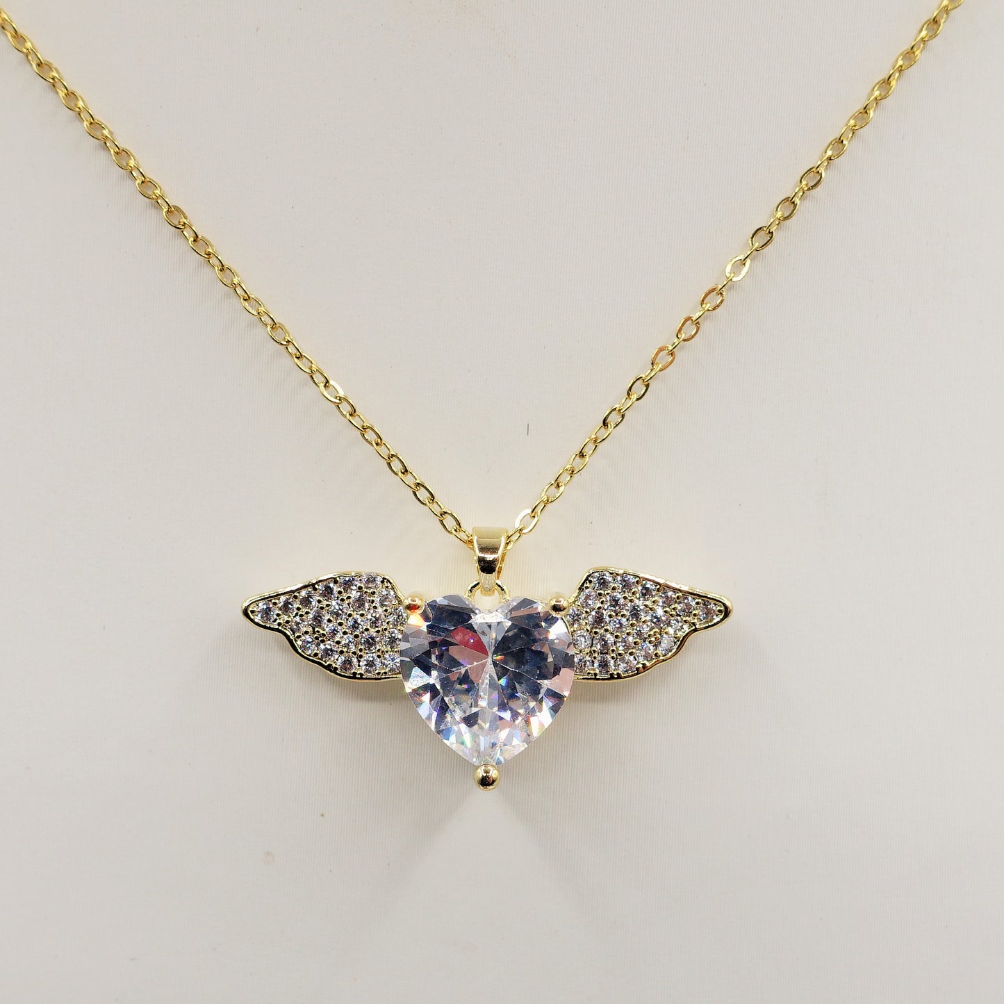 ANGEL CRYSTAL - ACCIAIO inossidabile - collana con pendente cuore alato in cubic zirconia
