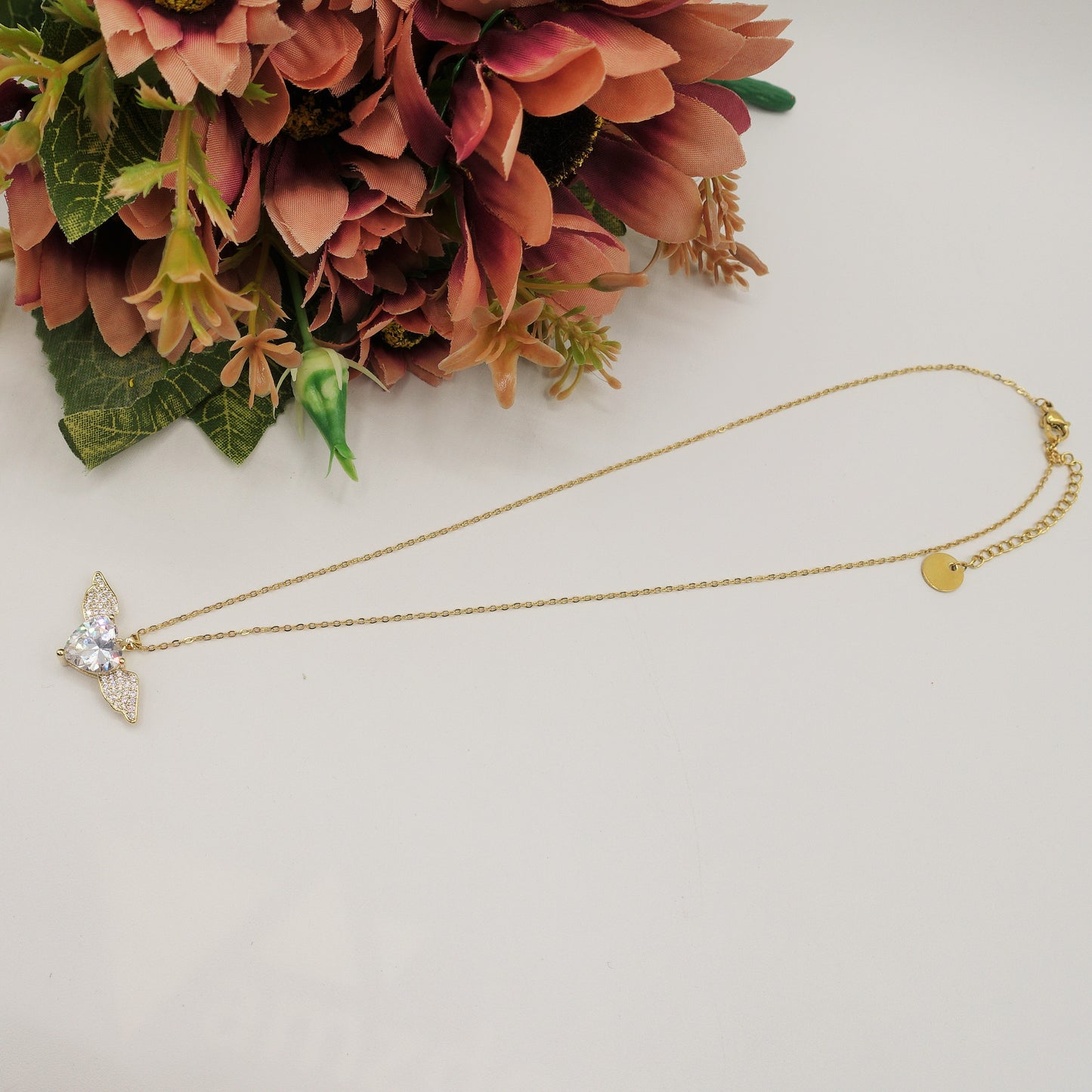ANGEL CRYSTAL - ACCIAIO inossidabile - collana con pendente cuore alato in cubic zirconia
