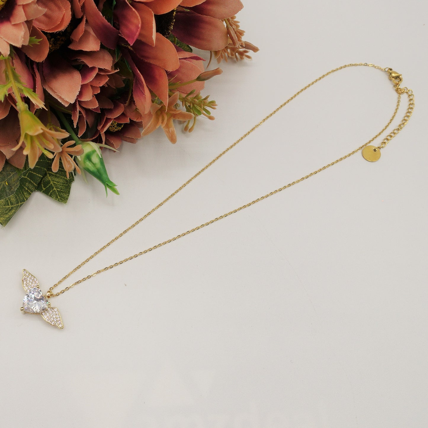 ANGEL CRYSTAL - ACCIAIO inossidabile - collana con pendente cuore alato in cubic zirconia