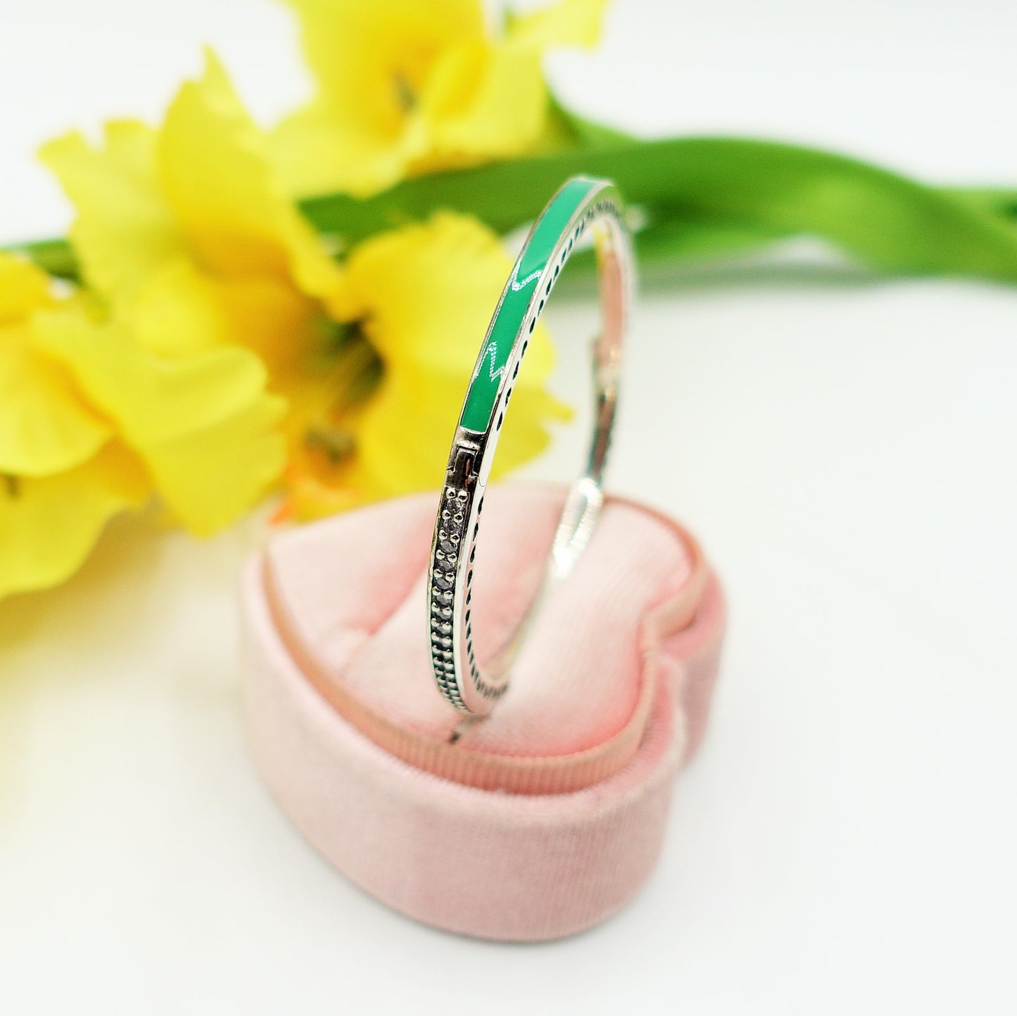 KEIRA  - ARGENTO 925  - Bracciale manetta smaltato con cubic zirconia