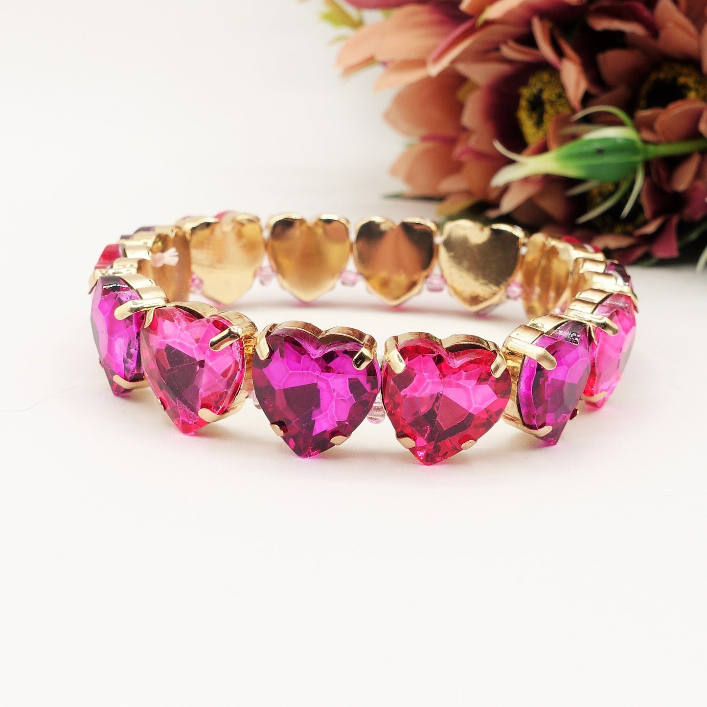 LUCE HEARTS- -Bracciale elasticizzato con pietre a cuore sfaccettate