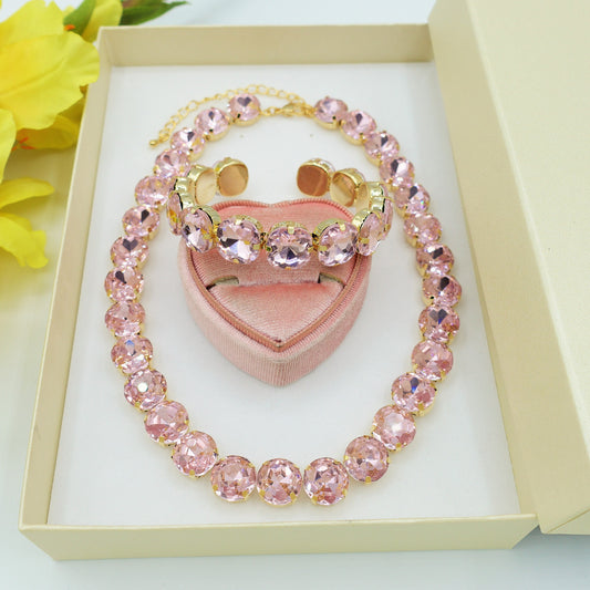 LUCE 2.0 PINK SET - COLLIER E BRACCIALE con pietre sfaccettate