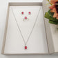 KATE -" RED Set" ACCIAIO - collana zirconi +orecchini + anello zirconia