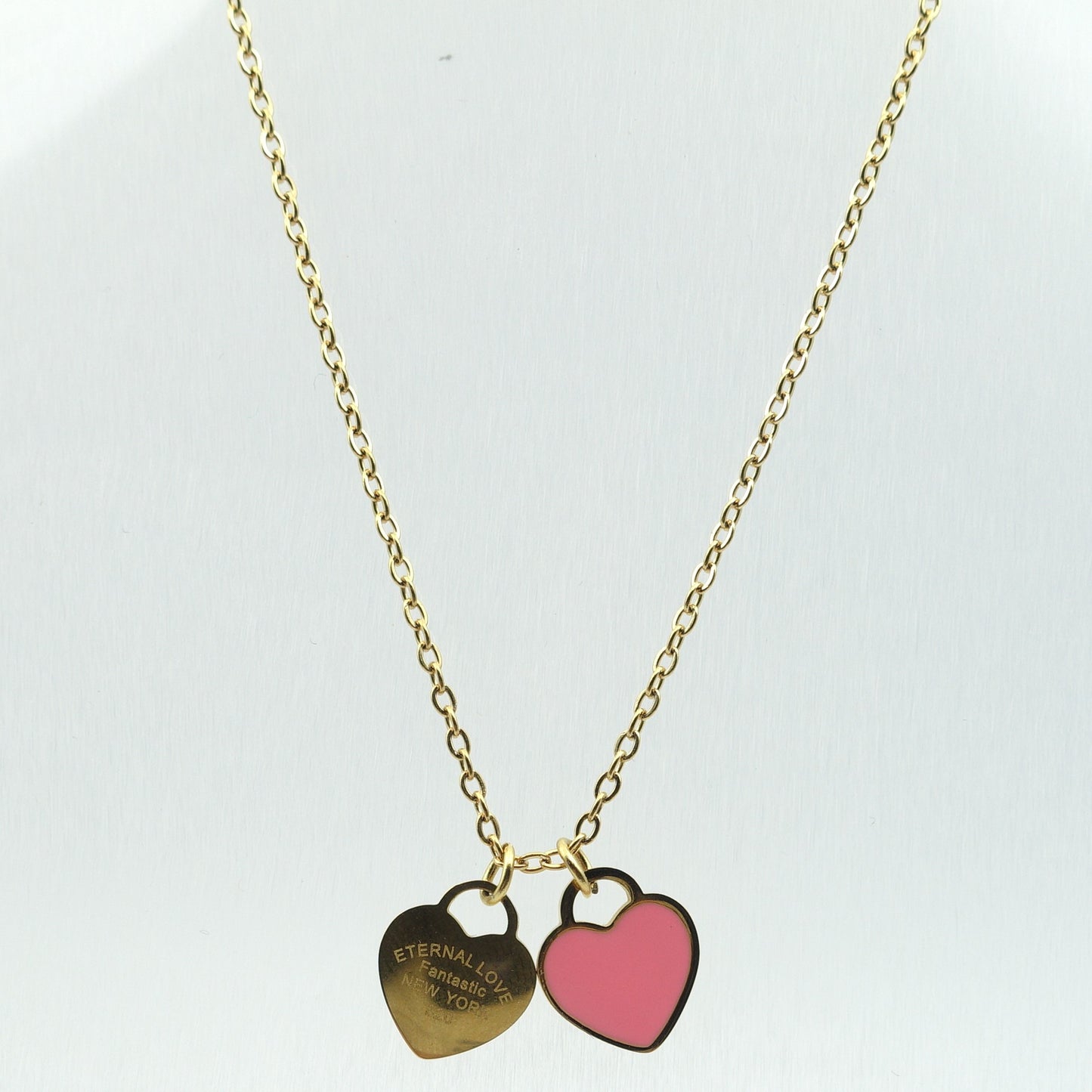 VANESSA ~ STAINLESS STEEL DOUBLE HEART pendant necklace