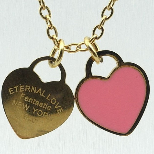 VANESSA ~ STAINLESS STEEL DOUBLE HEART pendant necklace