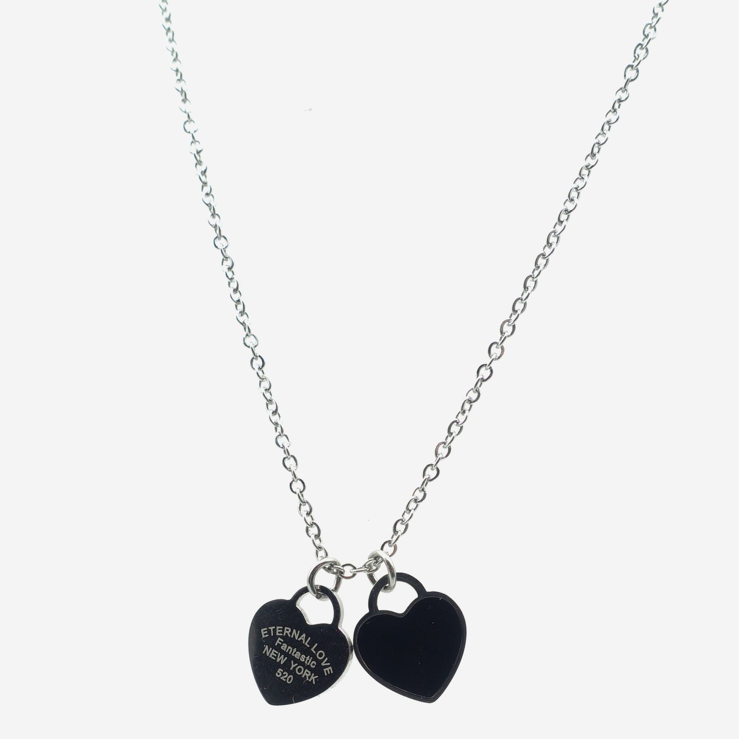 VANESSA ~ STAINLESS STEEL DOUBLE HEART pendant necklace