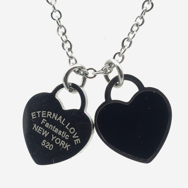 VANESSA ~ STAINLESS STEEL DOUBLE HEART pendant necklace