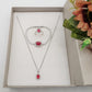 KATE -" RED Set" ACCIAIO - collana zirconi +orecchini + anello zirconia