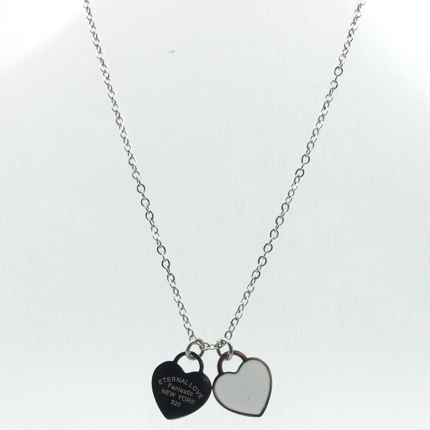 VANESSA ~ STAINLESS STEEL DOUBLE HEART pendant necklace