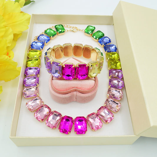 MARGOT RAINBOW SET - COLLIER & BRACCIALE con pietre sfaccettate - LUCE COLLECTION