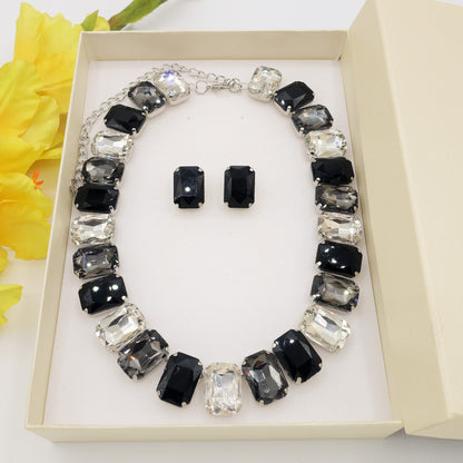 MARGOT B&W SET -Collier orecchini e bracciale con pietre sfaccettate