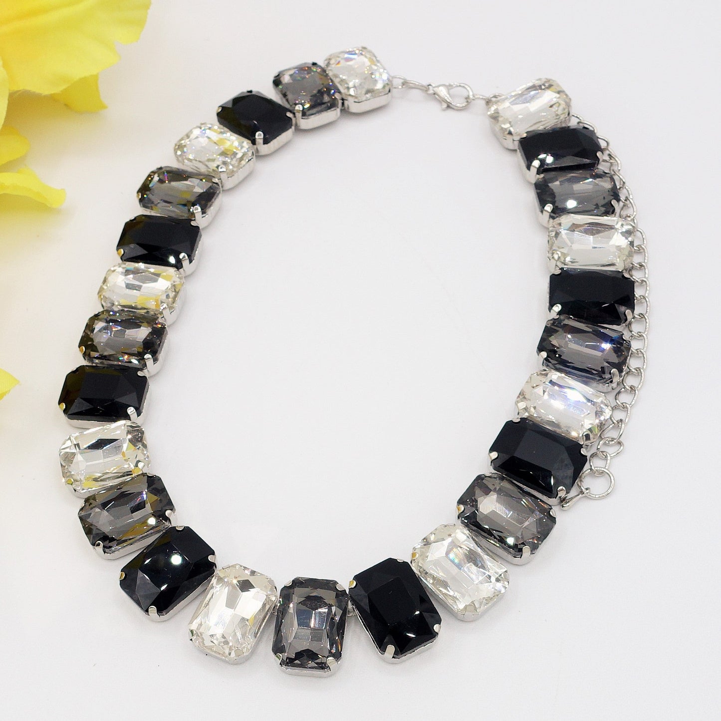 MARGOT collier con pietre sfaccettate - silver