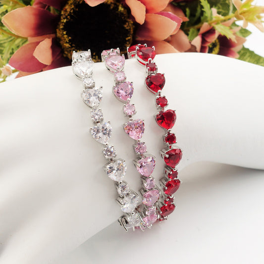 CHRISTELLE - bracciale tennis cuori alternati con cubic zirconia