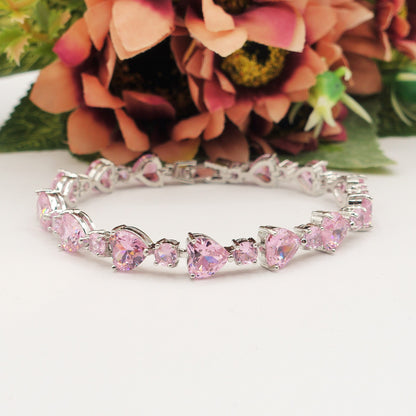 CHRISTELLE - bracciale tennis cuori alternati con cubic zirconia