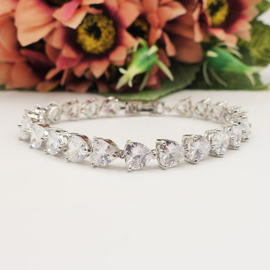 CHRISTELLE cuori verticali - bracciale tennis con cubic zirconia a forma di cuore