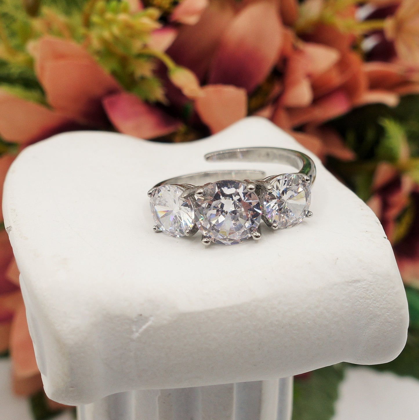 TRILOGY XL - Anello regolabile in ACCIAIO inossidabile con cubic zirconia
