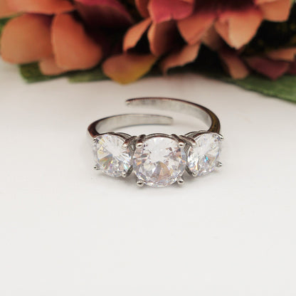 TRILOGY XL - Anello regolabile in ACCIAIO inossidabile con cubic zirconia