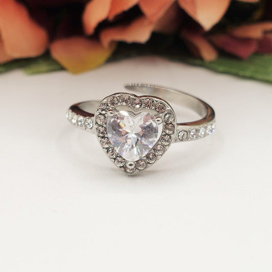 SOLITARIO crystal LOVE - Anello regolabile in ACCIAIO inossidabile con cubic zirconia