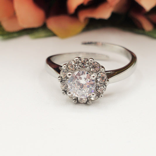 SOLITARIO KATE - Anello regolabile in ACCIAIO inossidabile con cubic zirconia