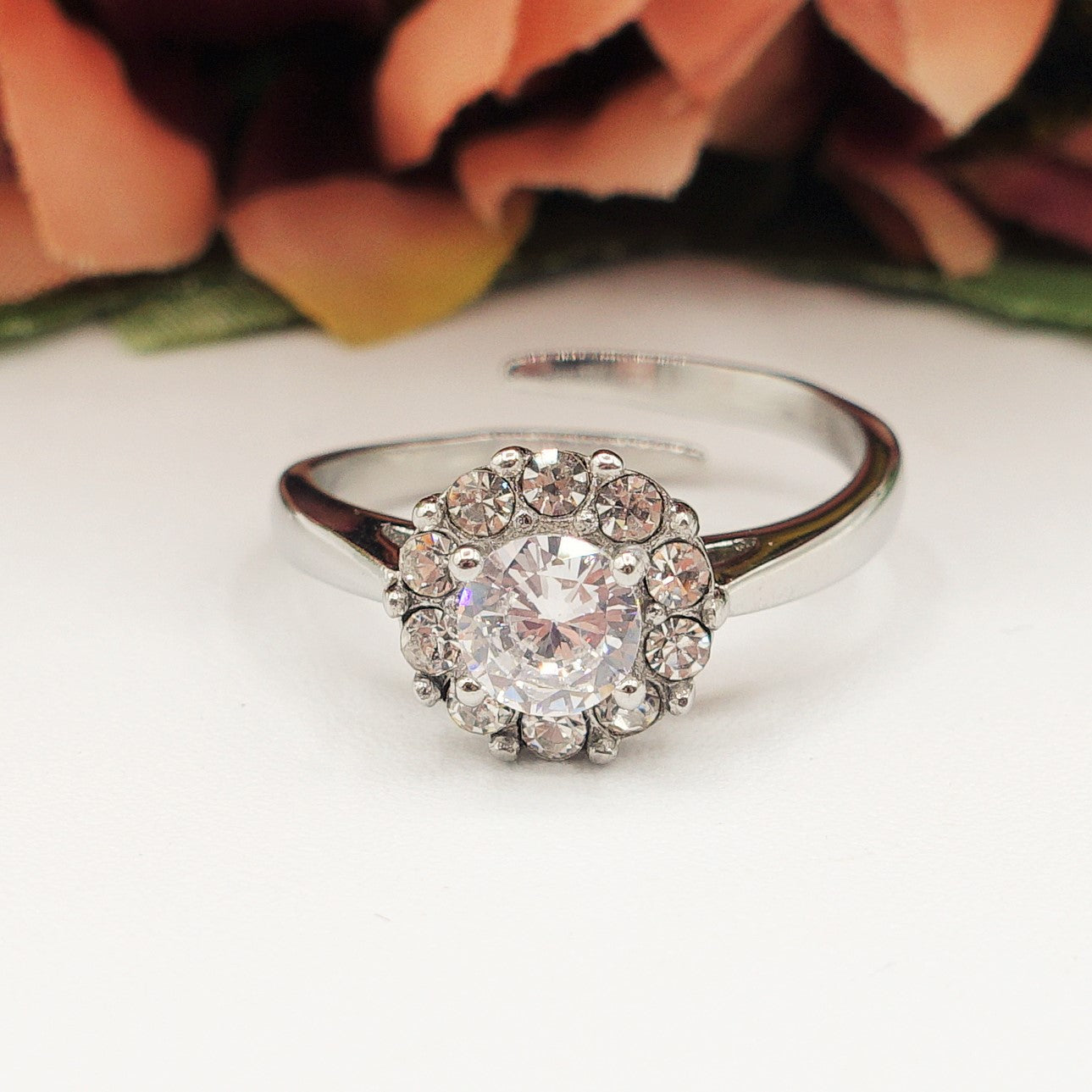 SOLITARIO KATE - Anello regolabile in ACCIAIO inossidabile con cubic zirconia