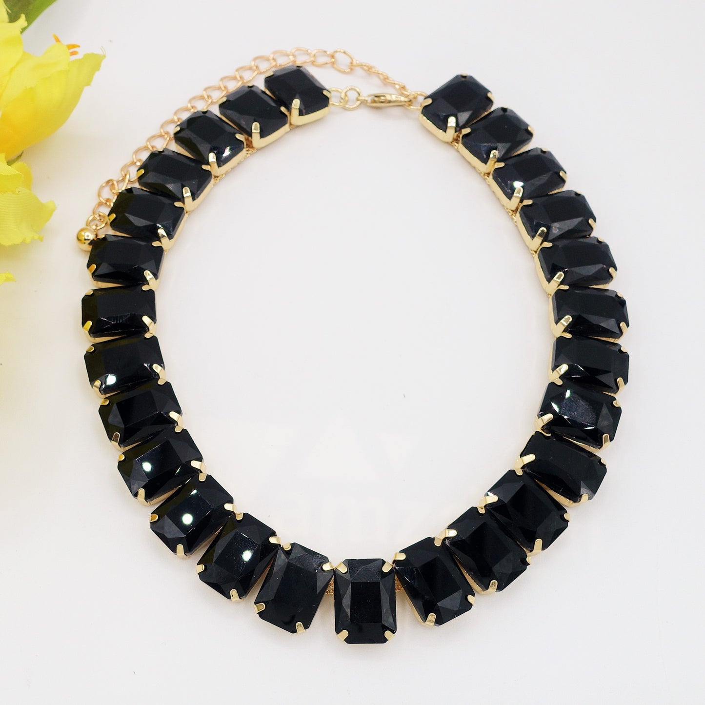 MARGOT BLACK SET - Collier orecchini e bracciale con pietre sfaccettate