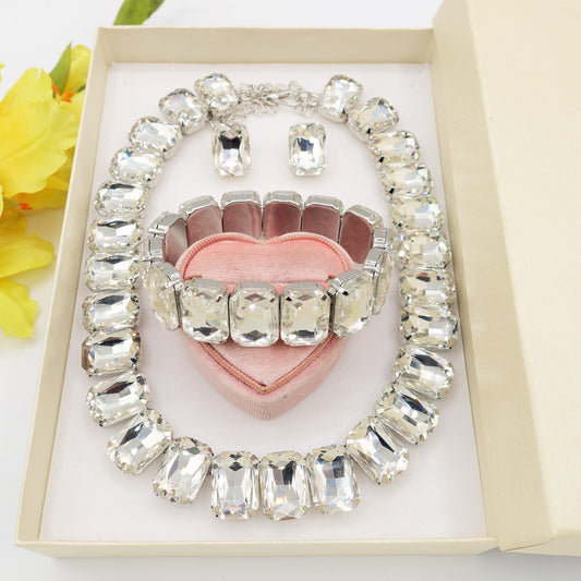 MARGOT CRYSTAL SET - collier bracciale e orecchini con pietre sfaccettate