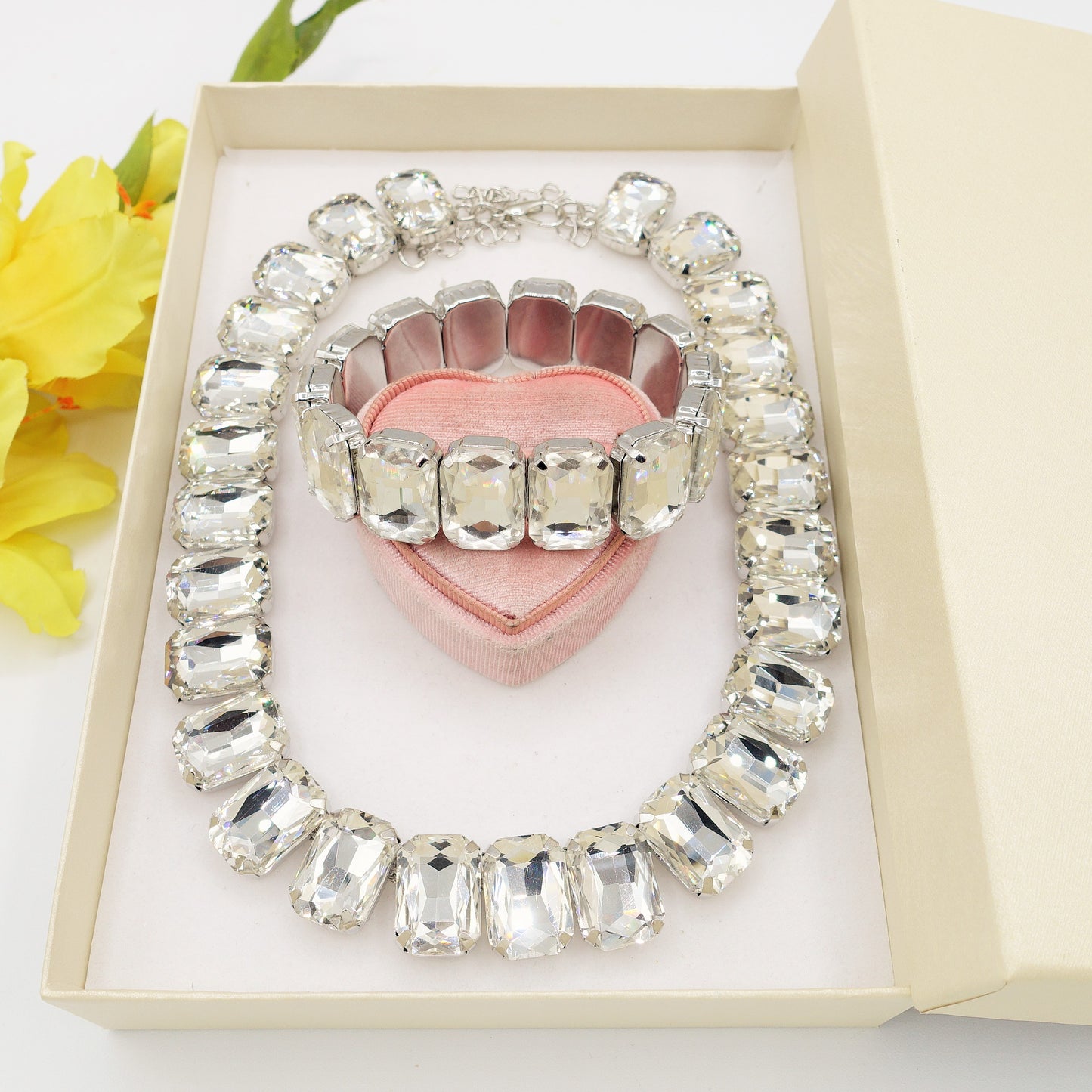 MARGOT CRYSTAL SET - collier bracciale e orecchini con pietre sfaccettate