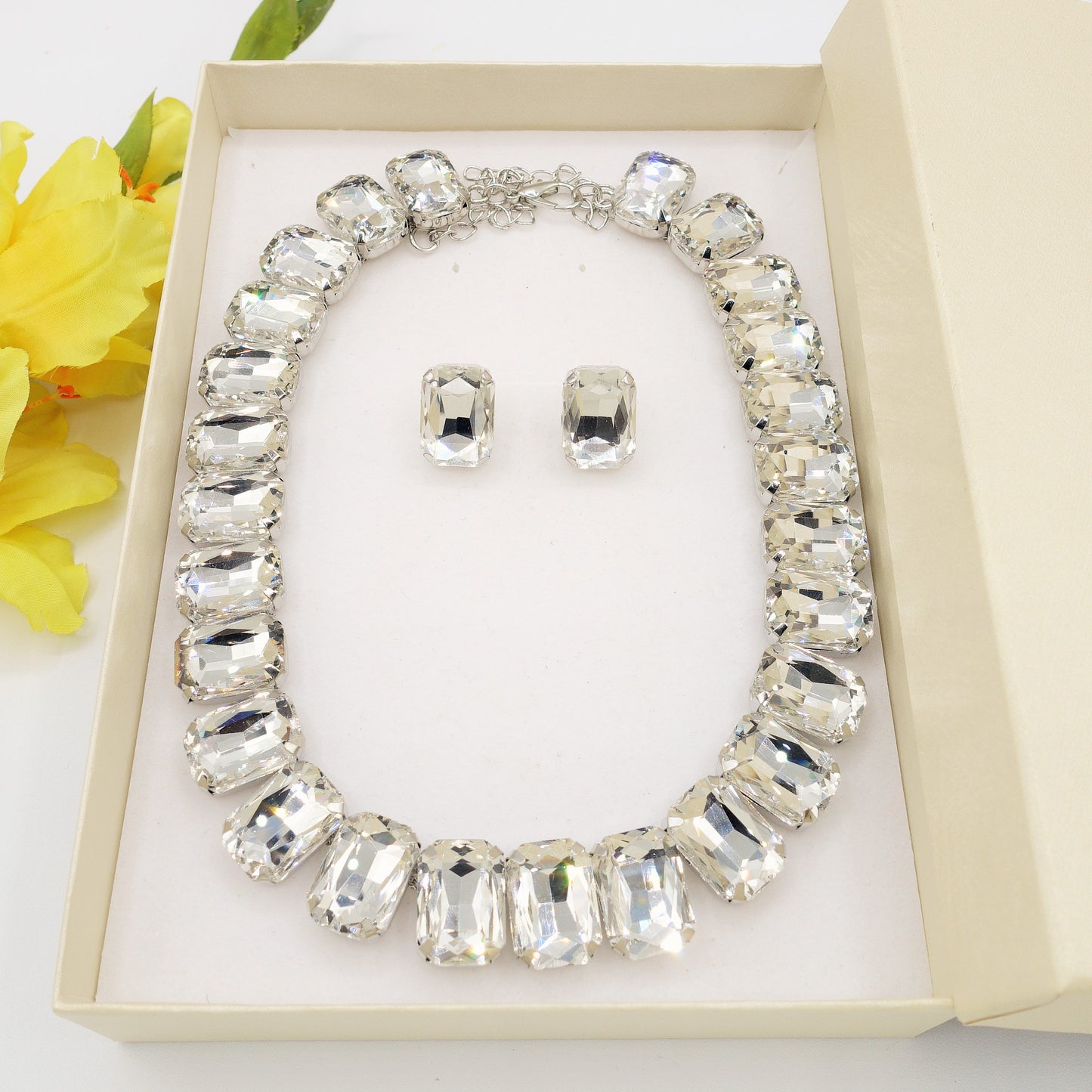 MARGOT CRYSTAL SET - collier bracciale e orecchini con pietre sfaccettate