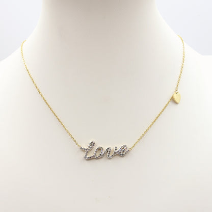Collana LOVE ~ ACCIAIO INOSSIDABILE - Collana scritta corsiva in cubic zirconia