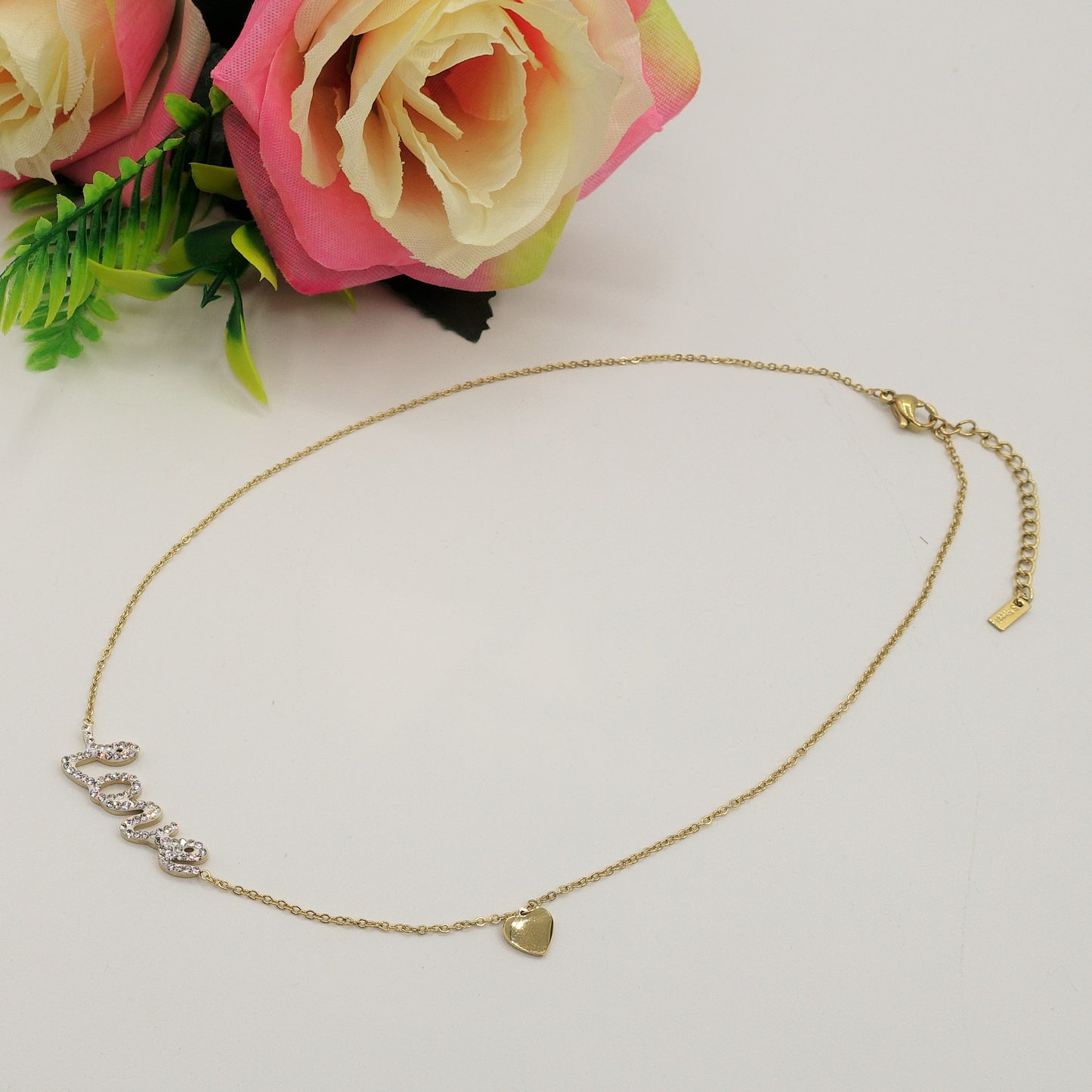 Collana LOVE ~ ACCIAIO INOSSIDABILE - Collana scritta corsiva in cubic zirconia