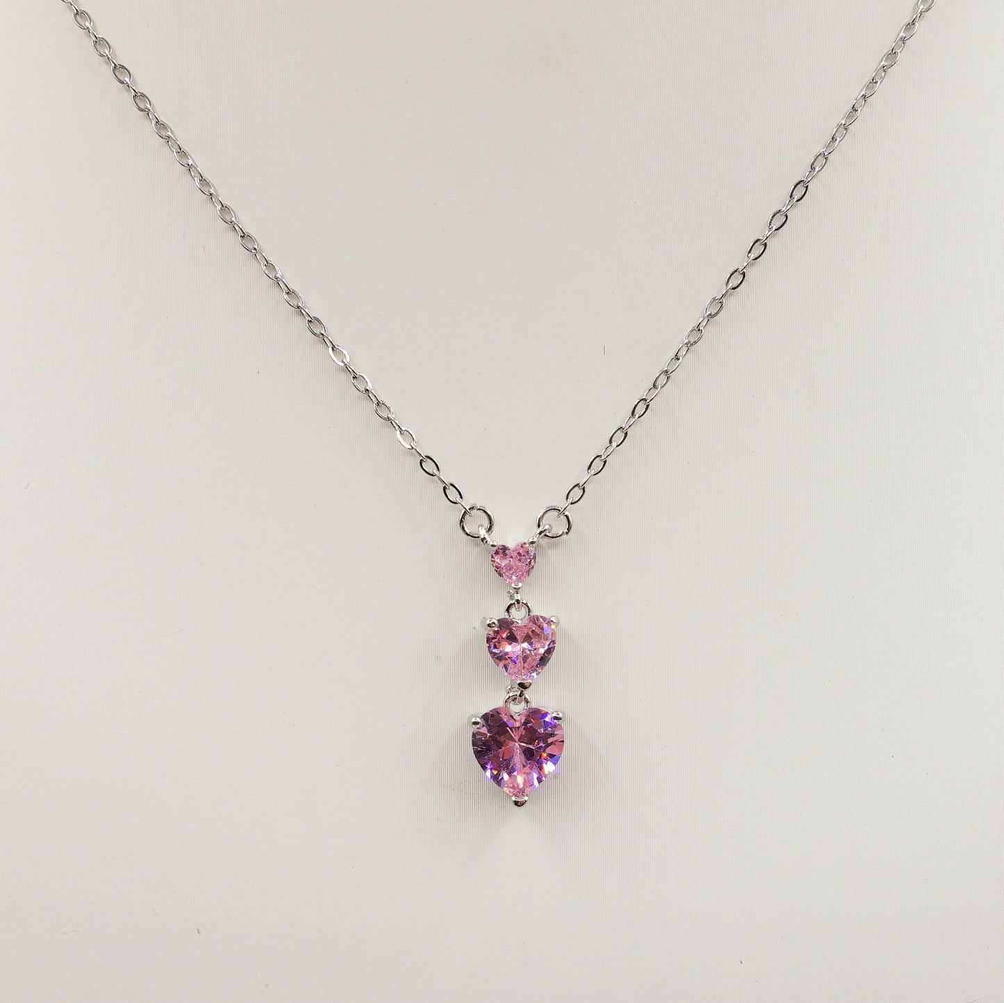 CHERIE triple hearts - ACCIAIO INOSSIDABILE - Collana con triplo cuore in cubic zirconia