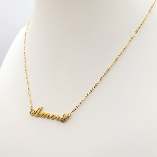 Collana AMORE ~ ACCIAIO INOSSIDABILE - Collana scritta corsiva